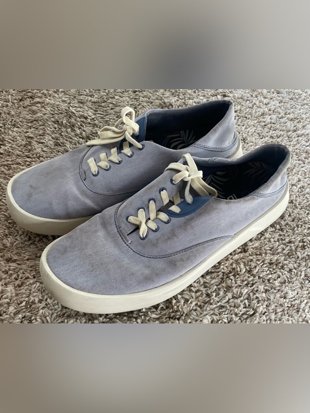 OLUKAI Mens Tradewind Sneaker Shoe Chambray Linned Blue - Size 10